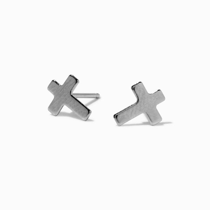 Stainless Steel Cross Studs Ear Piercing Kit with After Care Solution