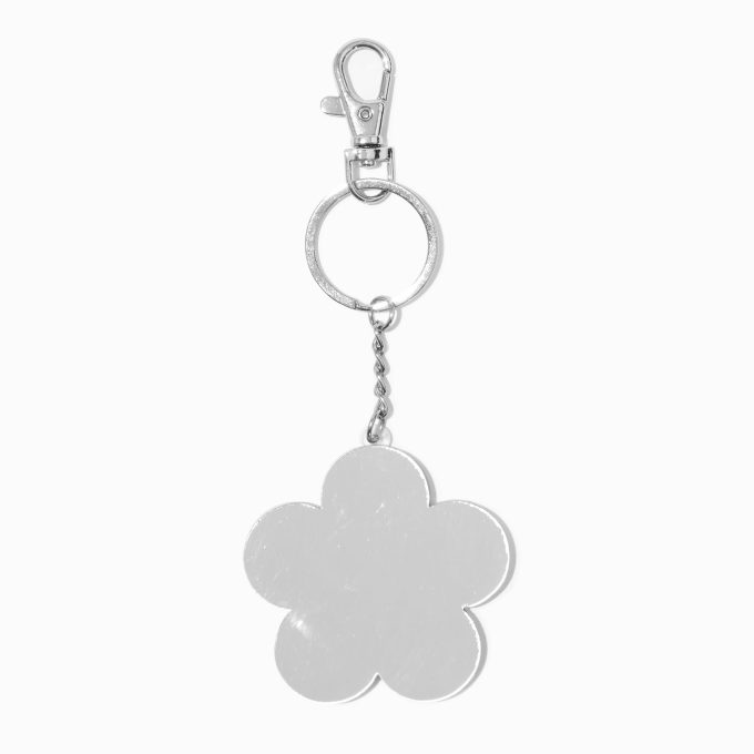 Purple Daisy Shaker Mirror Keychain