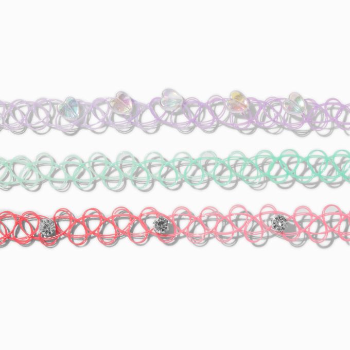 Pastel Ombré Tattoo Choker Necklaces - 3 Pack
