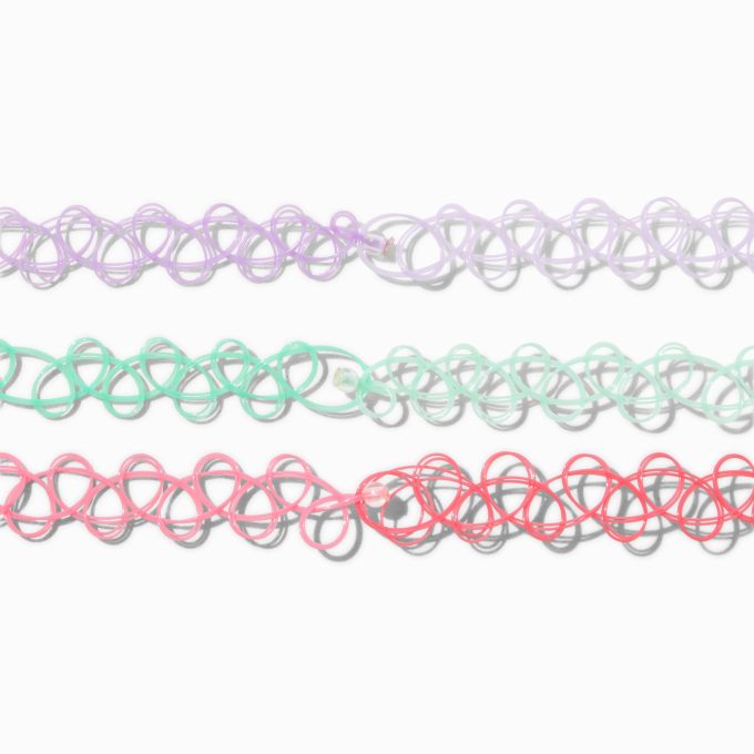 Pastel Ombré Tattoo Choker Necklaces - 3 Pack