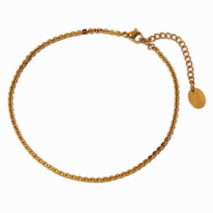 Gold-tone Stainless Steel Chunky Rope Chain Anklet