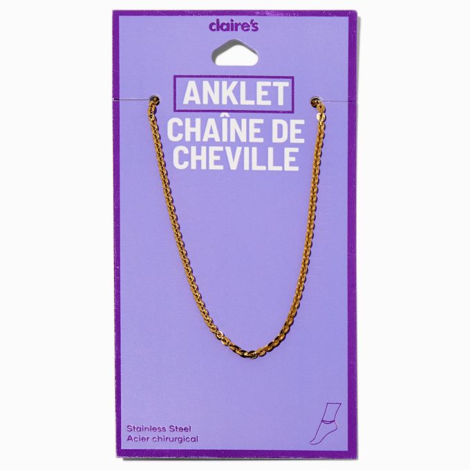 Gold-tone Stainless Steel Chunky Rope Chain Anklet