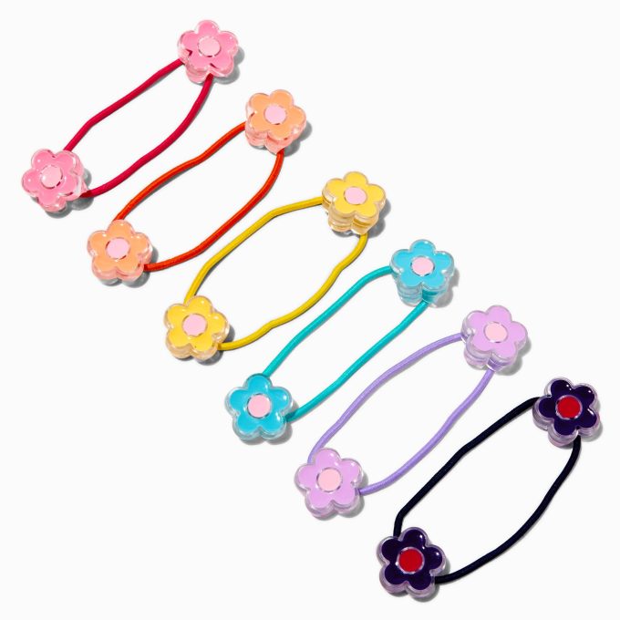 Claire's Club Bright Flower Charm Hair Ties - 6 Pack