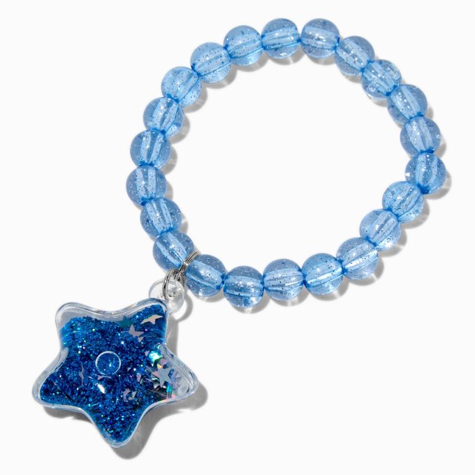 Claire's Club Blue Liquid-Filled Glitter Star Stretch Bracelet