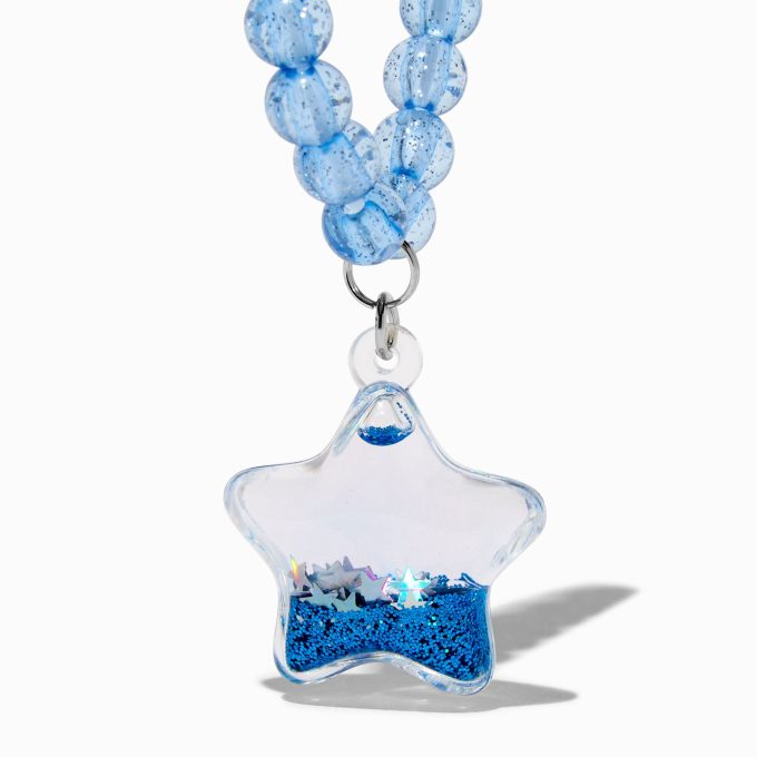 Claire's Club Blue Liquid-Filled Glitter Star Stretch Bracelet