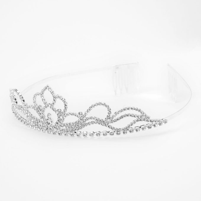 Silver Rhinestone Mini Lotus Tiara