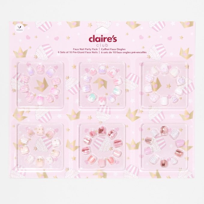 Claire's Club Birthday Vegan Press On Faux Nail Party Pack - 6 Pack