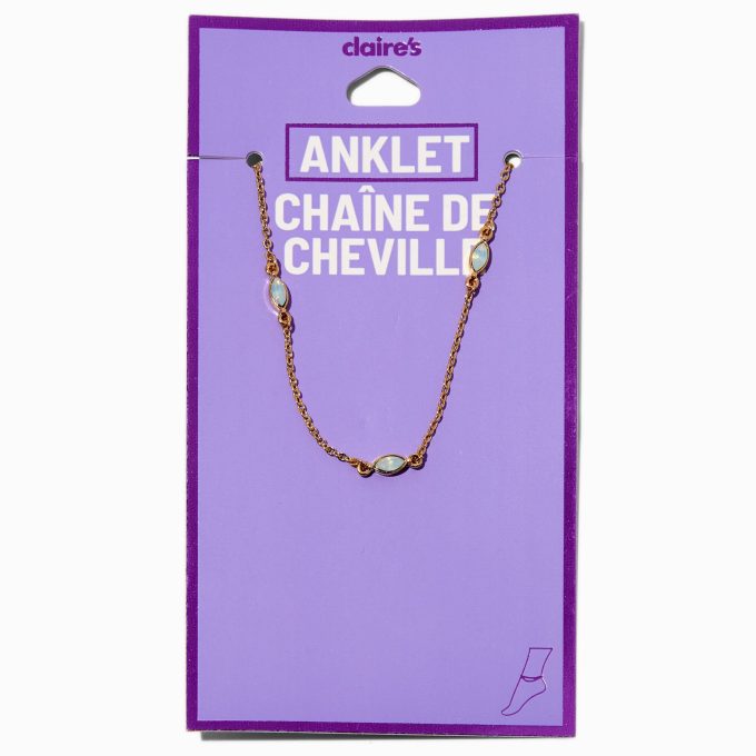 Gold-tone Multi Opal Chain Anklet