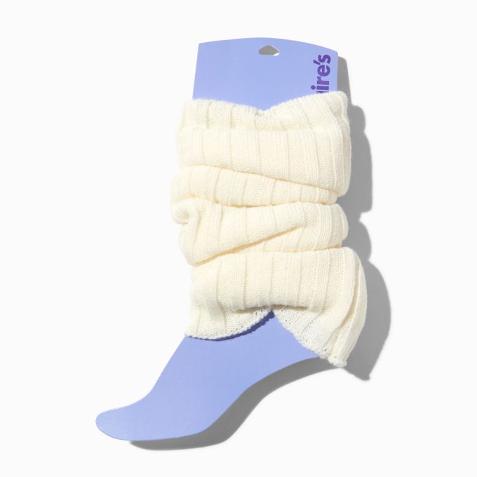 Ivory Sweater-Knit Leg Warmers