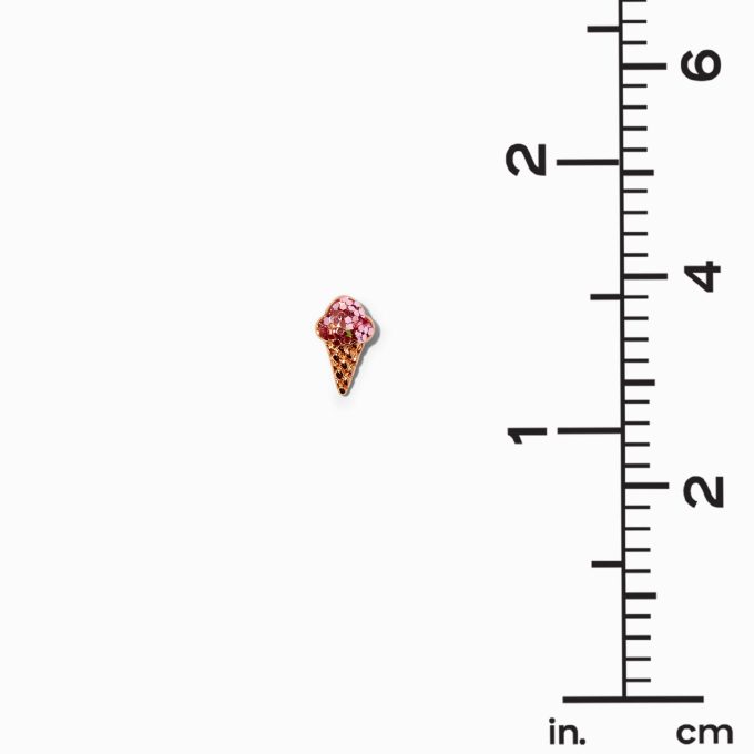 18k Gold Plated Pink Ice Cream Rose Gold Cone Stud Earrings