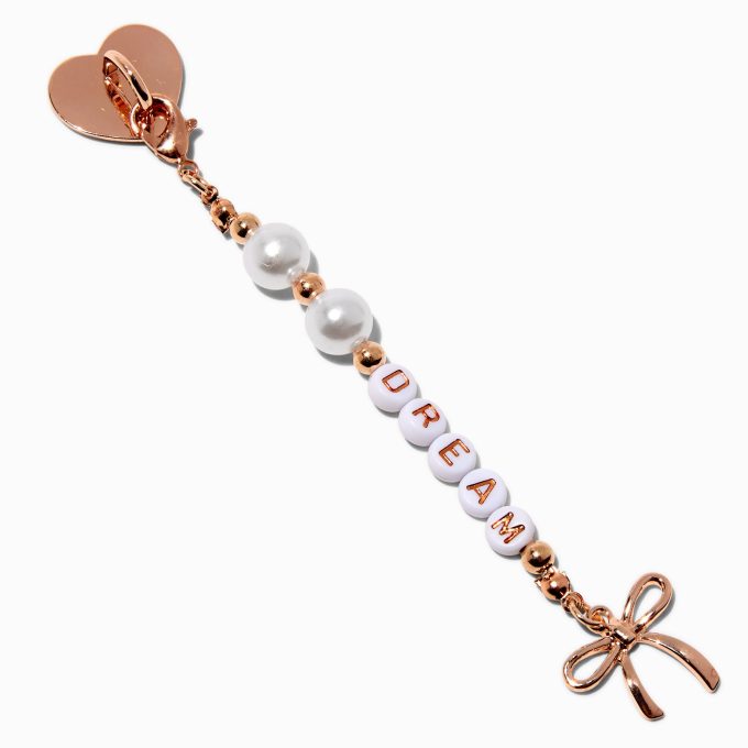 Gold-tone Bow & Pearl "Dream" Sticker Charm