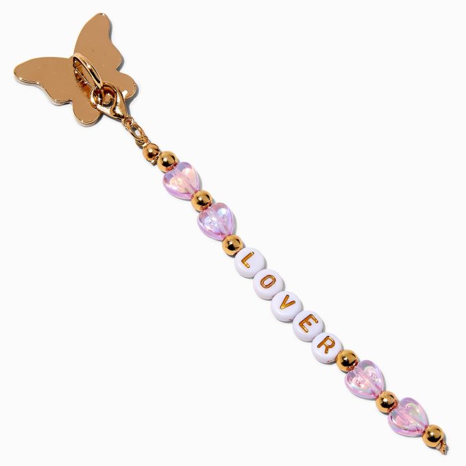 Gold-tone Butterfly & Lilac Bead Sticker Charm