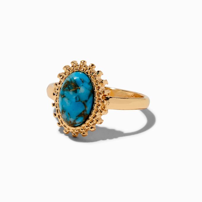 Turquoise Crackle Oval Ring