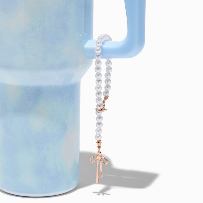 Rose Gold-tone Bow & Pearl Handle Charm