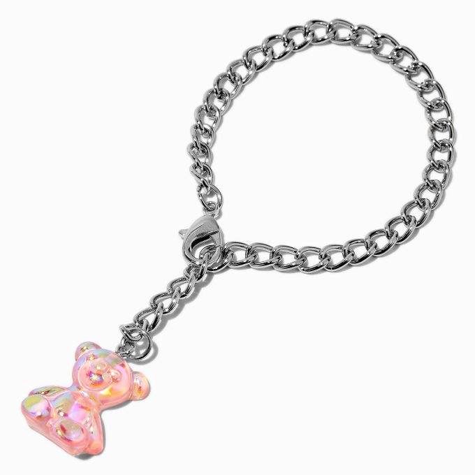 Pink Iridescent Bear Handle Charm