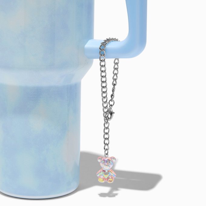 Pink Iridescent Bear Handle Charm