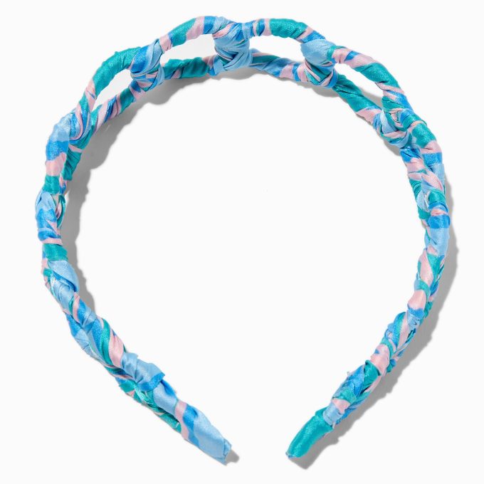 Blue & Pink Wrapped Fabric-Covered Headband