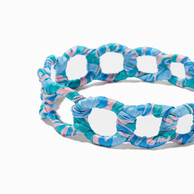 Blue & Pink Wrapped Fabric-Covered Headband