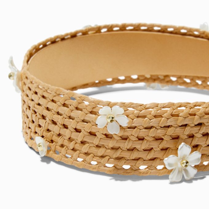 Pearl Flower & Raffia Headband