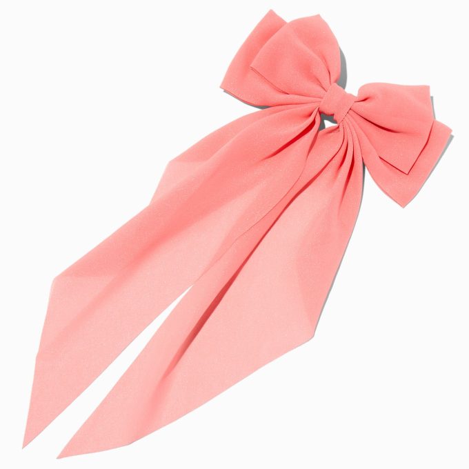 Pink Long Tail Hair Bow Clip