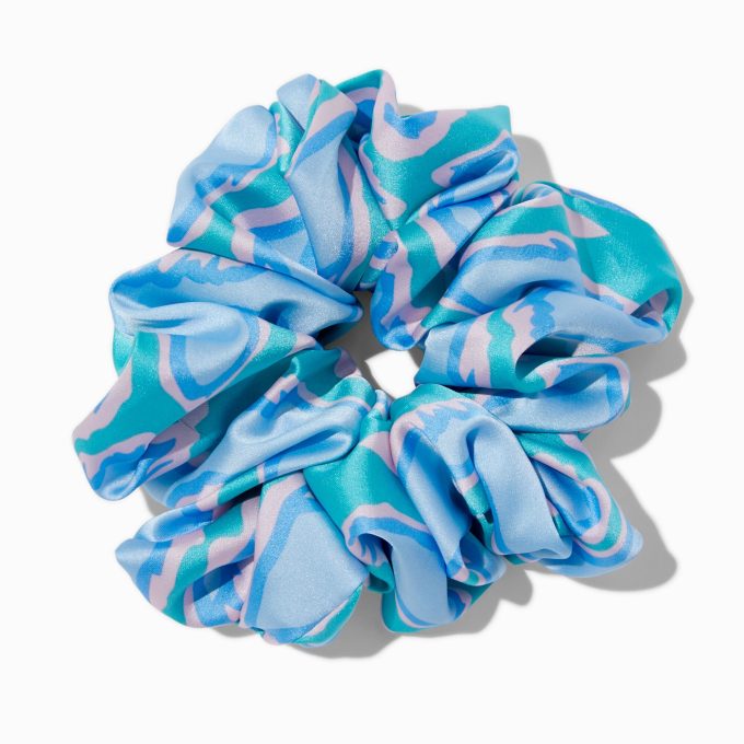 Giant Silky Blue Wave Hair Scrunchie