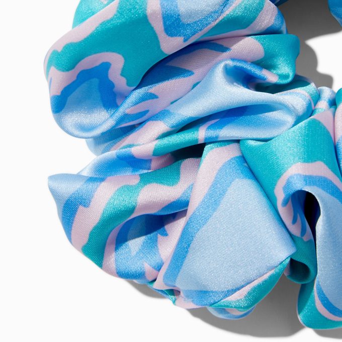 Giant Silky Blue Wave Hair Scrunchie