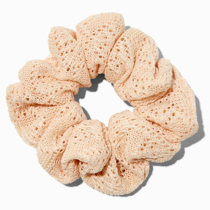 Cream Crochet Hair Scrunchie