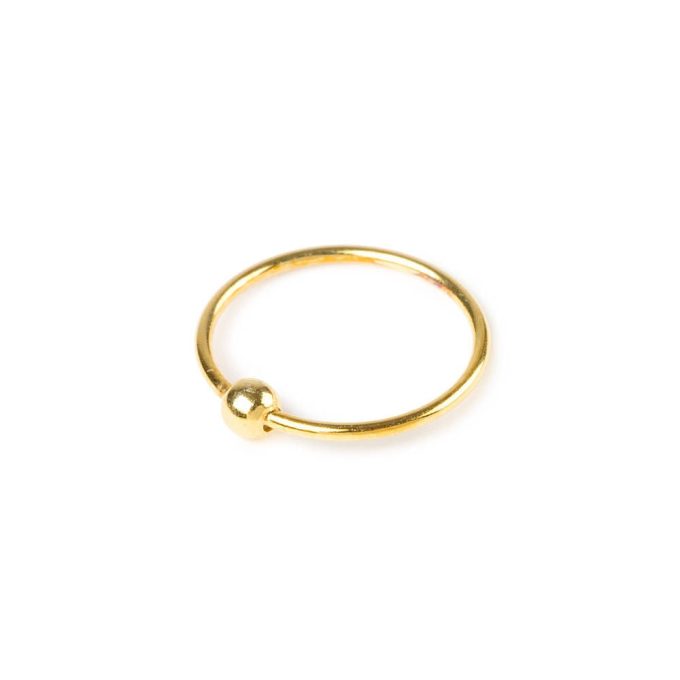 22G Gold-tone Sterling Silver Beaded Nose Ring
