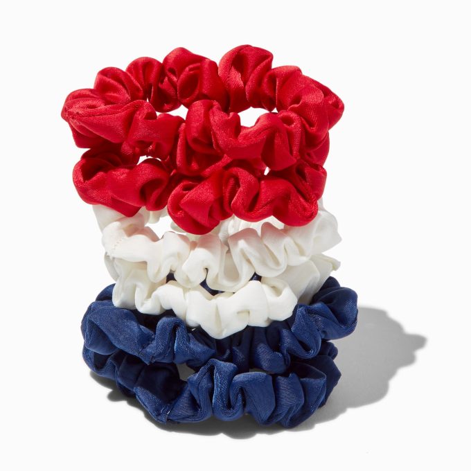 Red, White & Blue Skinny Hair Scrunchies - 6 Pack