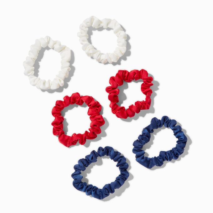 Red, White & Blue Skinny Hair Scrunchies - 6 Pack