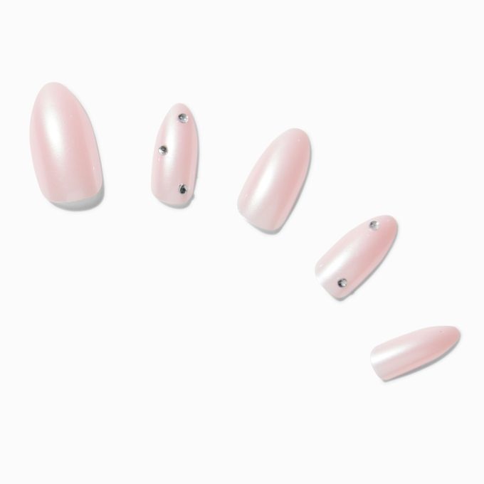 Chrome Gem Stiletto Vegan Faux Nail Set - 24 Pack
