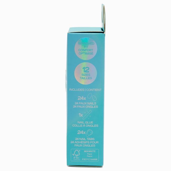 Chrome Gem Stiletto Vegan Faux Nail Set - 24 Pack