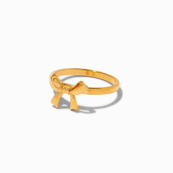 Gold-tone Stainless Steel Bow Ring