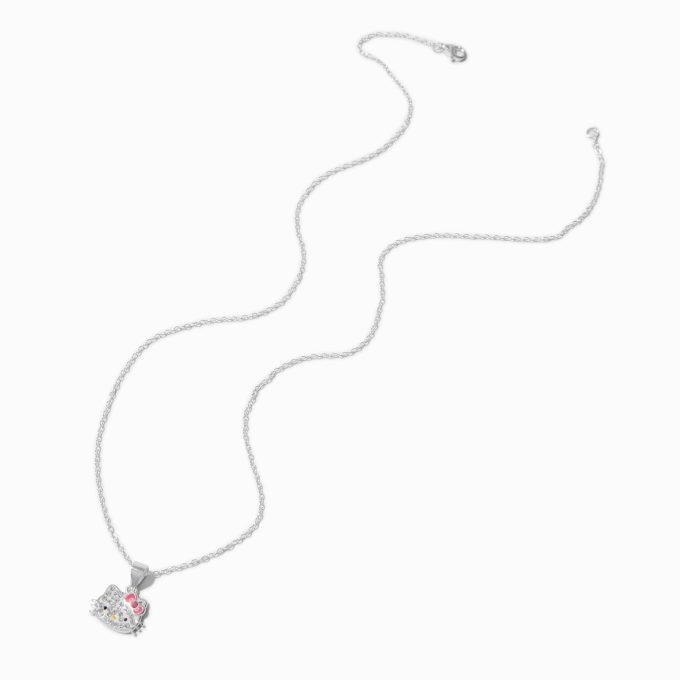 Hello Kitty® Crystal Sterling Silver Pendant Necklace