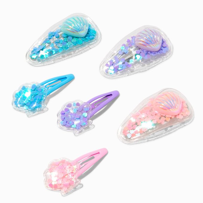 Claire's Club Seashell Shaker Snap Hair Clips - 6 Pack