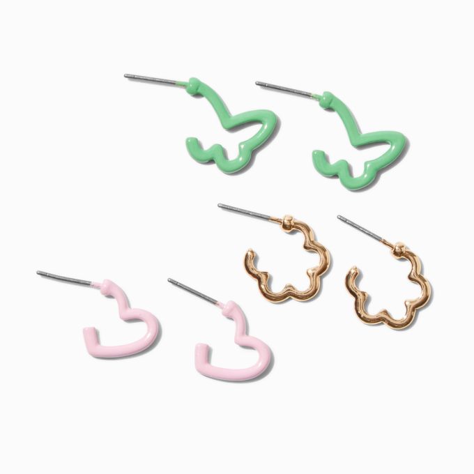 Mixed Shape Hoop Earrings - 3 Pack