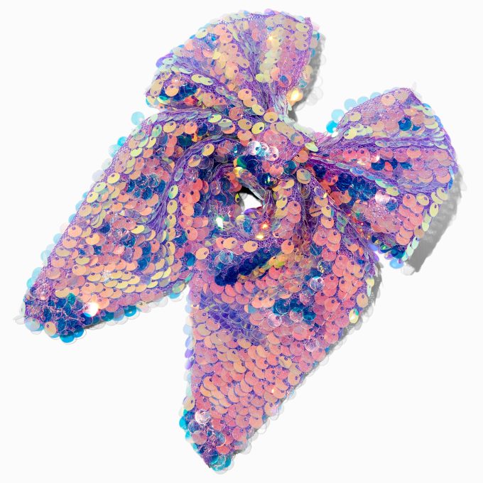 Claire's Club Purple Chiffon Sequin Hair Bow Clip