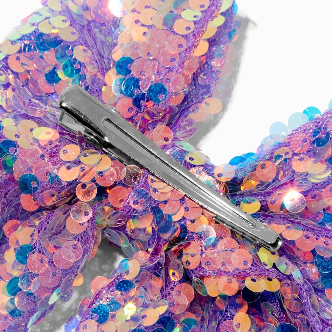 Claire's Club Purple Chiffon Sequin Hair Bow Clip