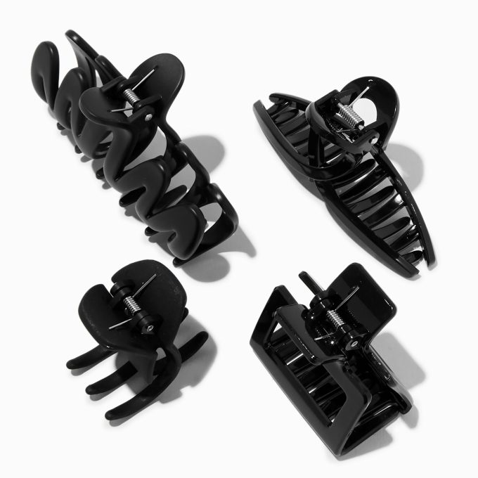 Black Mixed Size Hair Claws - 4 Pack