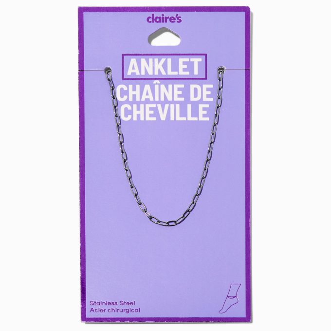 Silver-tone Stainless Steel Paperclip Chain Anklet