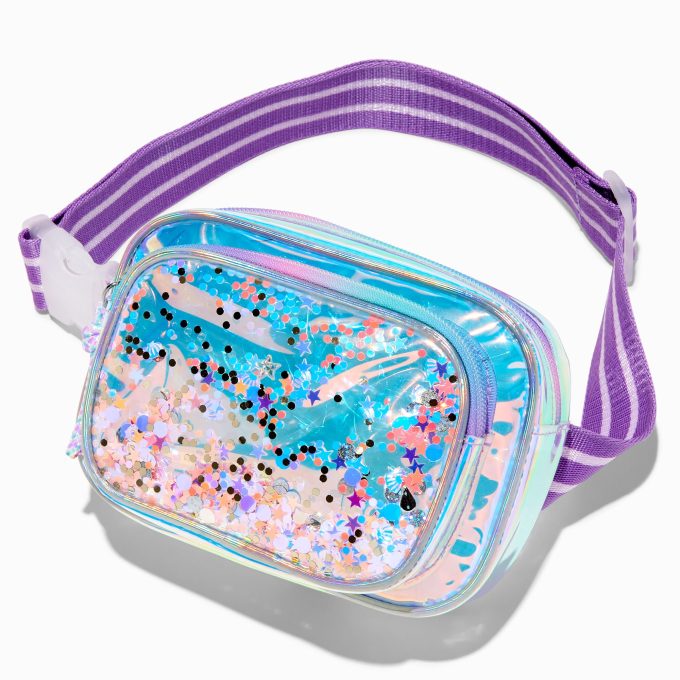 Claire's Club Purple Iridescent Shaker Belt Bag