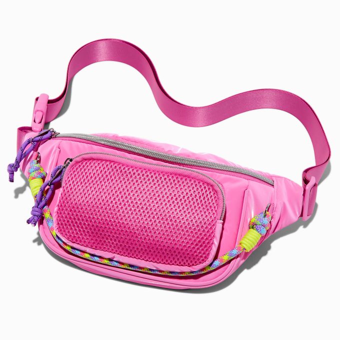 Pink Nylon Cord Belt Bag