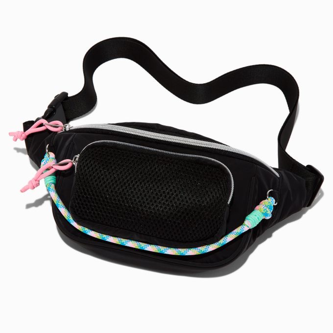 Black Nylon Cord Belt Bag
