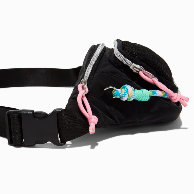 Black Nylon Cord Belt Bag