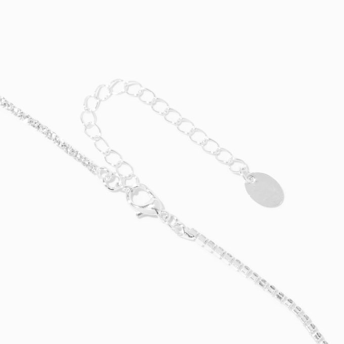 Silver Crystal Scalloped Shirt Neck Jewelry Set - 2 Pack