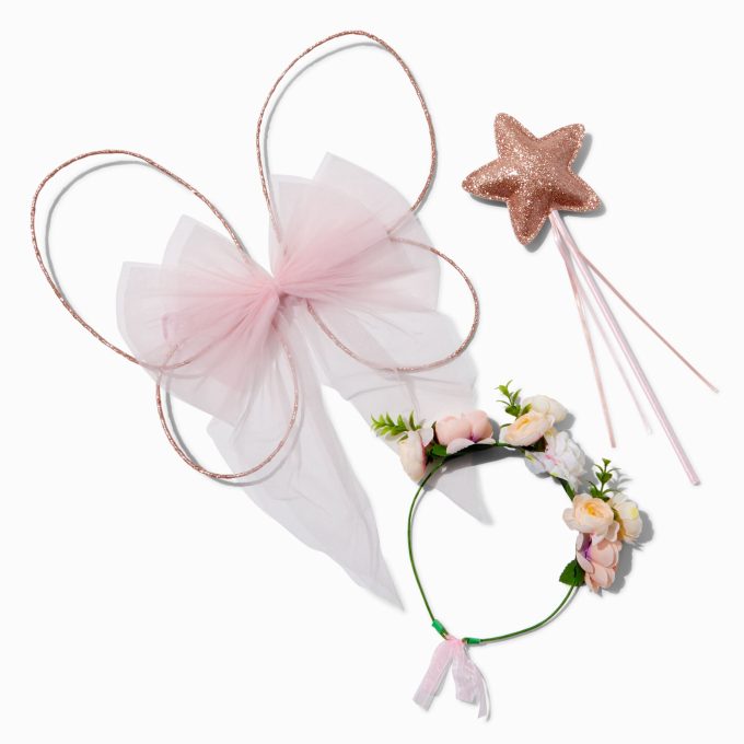 Claire's Club Copper Flower Crown & Wings Dress Up Set - 3 Pack