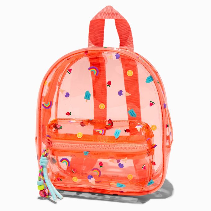 Claire's Club Summer Print Orange Mini Backpack