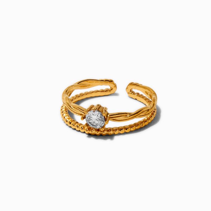 Gold-tone Stainless Steel Cubic Zirconia Flower Multi Strand Toe Ring