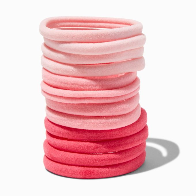 Tonal Pink Rolled Hair Ties - 12 Pack