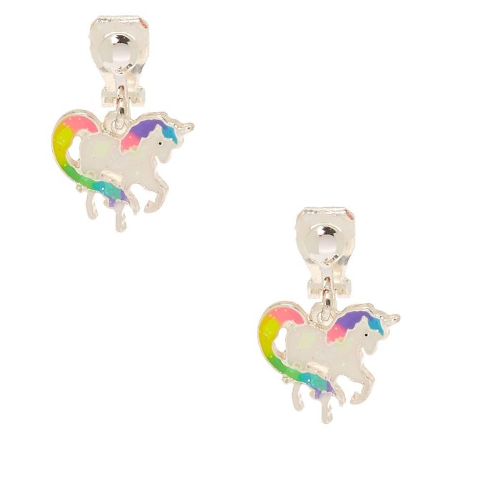 Iridescent Rainbow Unicorn Clip-On Earrings